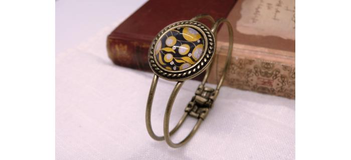 Bracelet manchette bronze et cabochon