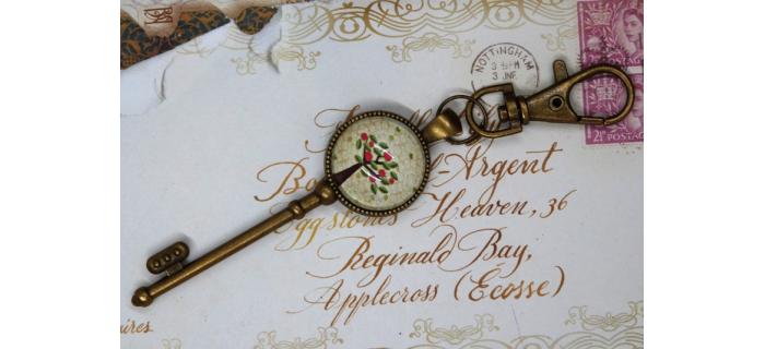 Porte-clefs laiton bronze et cabochon