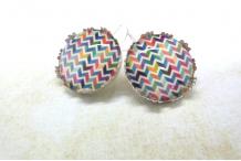 Boucles d'oreilles laiton argenté et cabochon