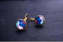 Boucles d'oreilles acier doré et cabochon