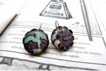 Boucles d'oreilles laiton bronze et cabochon Anémones