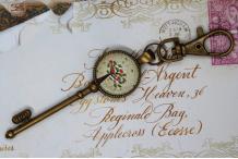 Porte-clefs laiton bronze et cabochon