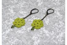 Boucles d'oreilles laiton bronze et dentelle rosace Vert Anis